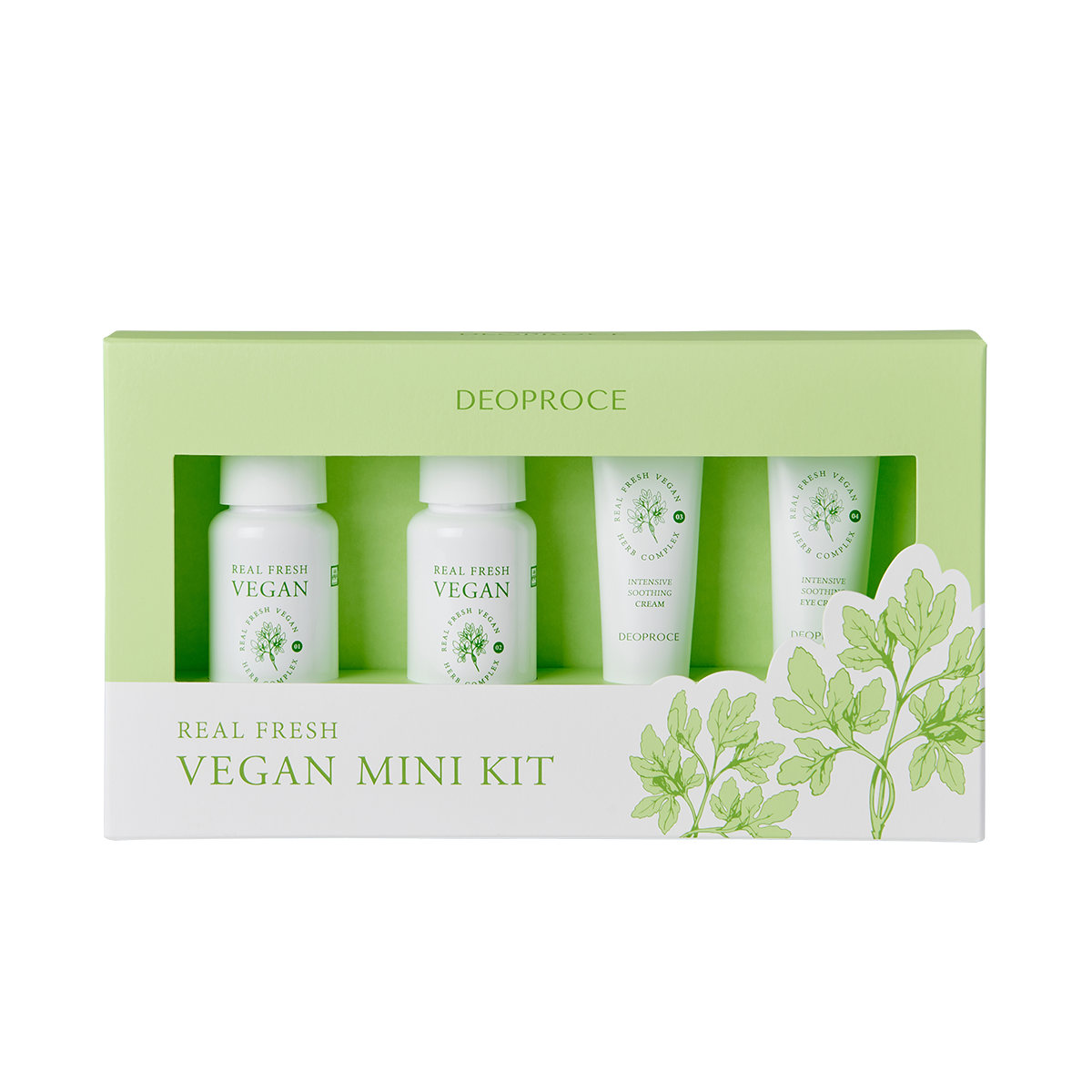 Set Skincare Deoproce Real Fresh Vegan 30ml / 30ml / 10ml x2